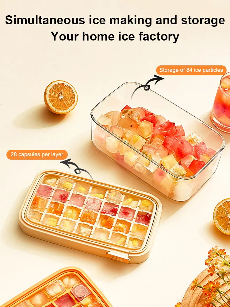 Ice Cube Mold Freezer Ice Tray With Easy To Release Cubes Mold With Storage Box For Refrigerating Cocktails Whiskey