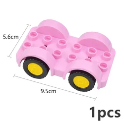 Large Particle Railway Transport Set - Big Size Building Block Train Car Parts (Pink Car)