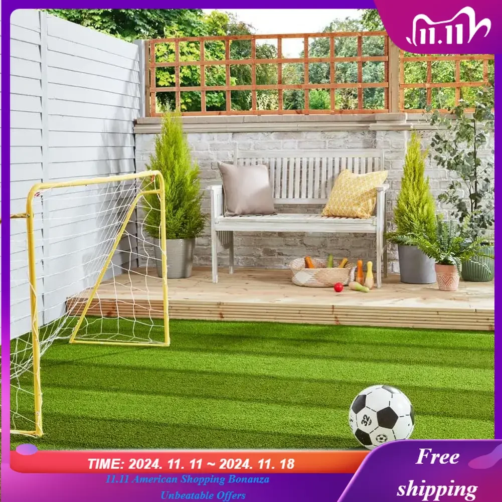 Lawn Artificial Outdoor Grass Customized Sizes, Fake Grass Zebra Stripe for Landscape (Balcony, Roof, Garden, Park,