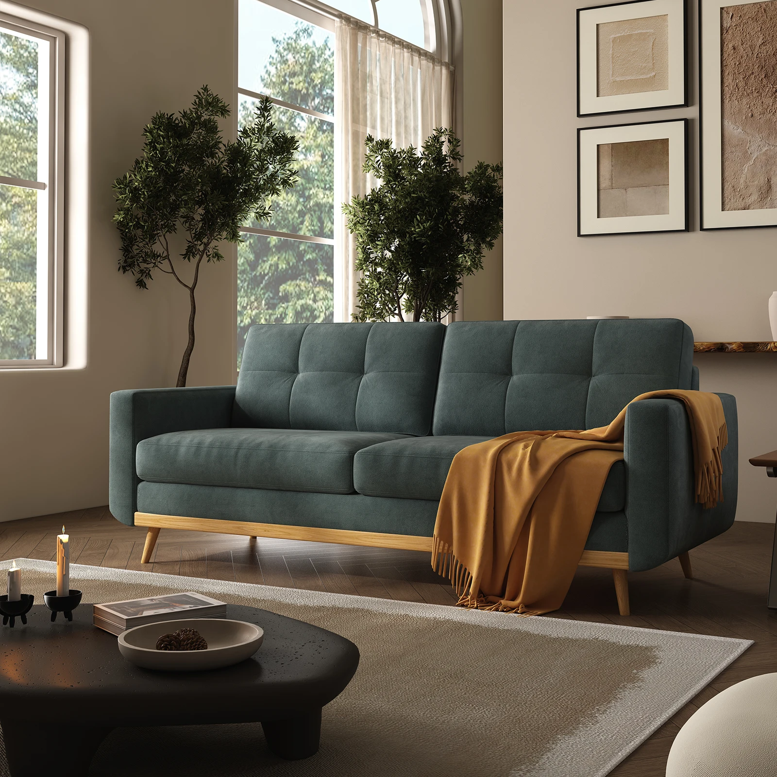 Mid-Century Modern Loveseat Sofa 6