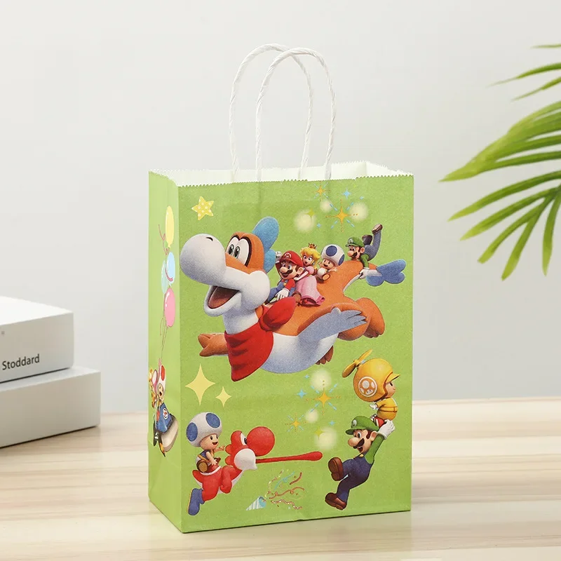 Kawaii Cute Super Mario Halloween Candy Paper Bag sacchetto regalo sacchetto di carta Kraft Tote Bag decorazioni per feste di compleanno per bambini