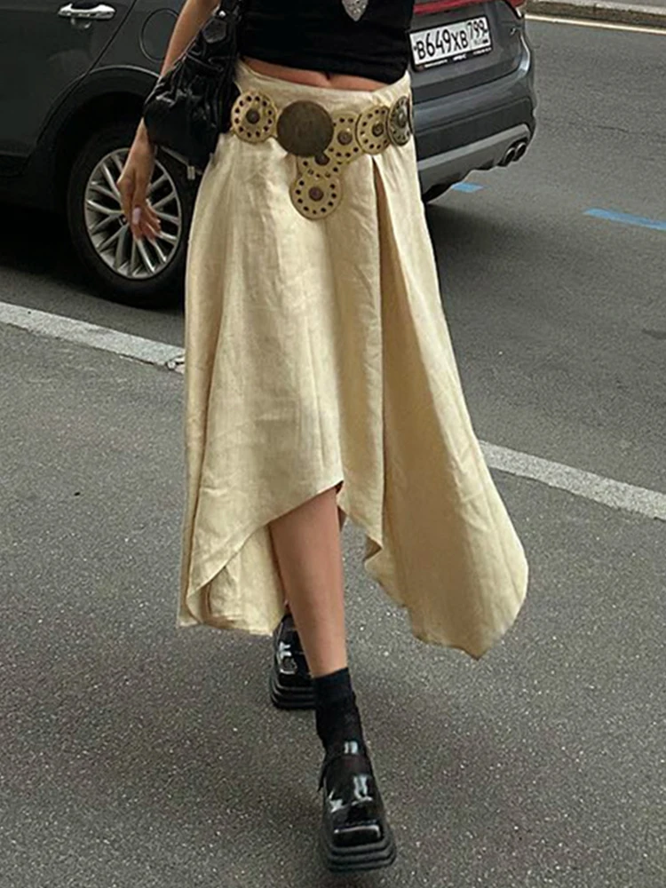 

Fashion Y2K solid Skirts for Women Irregular Casual Maxi Skirt Ins Korean Style High Waist Women's Long Skirts Streetwear