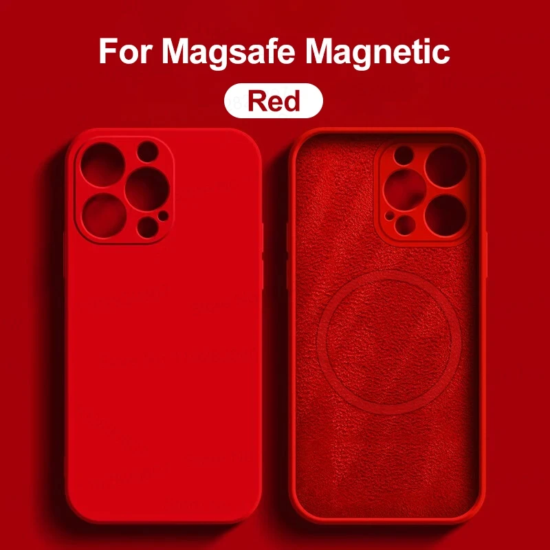thumbnail image 1 of Original Liquid Silicone Magnetic Case For iPhone 11 13 12 14 15 Pro Max Plus For Magsafe Case Wireless Charge Cover Accessories, 1 of 5