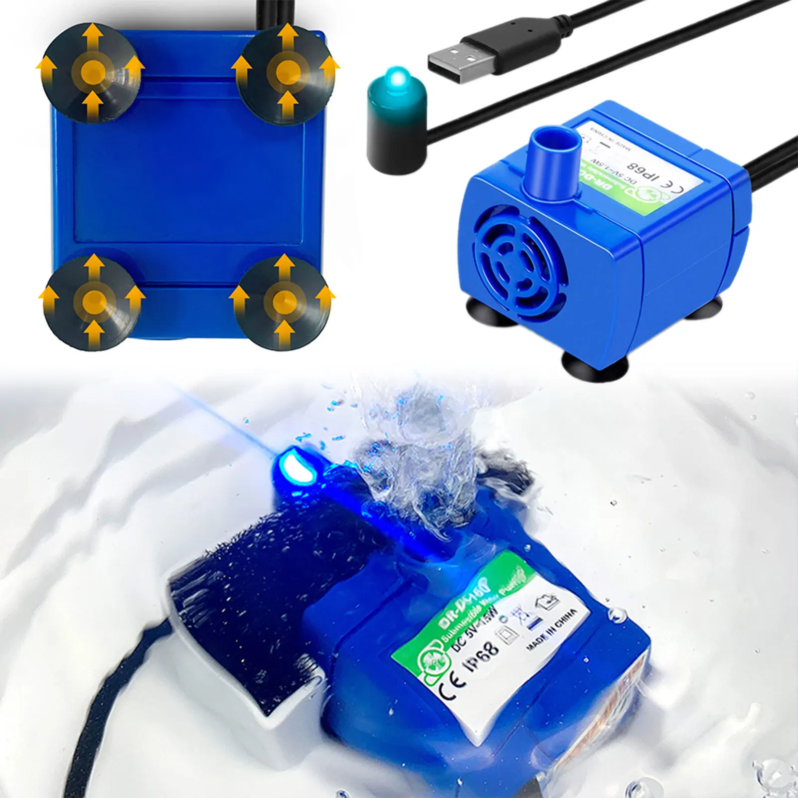 DR-DC 160 Submersible Pump Automatic Power Outage After Water Shortage Pet Water Fountain Pump Accessories