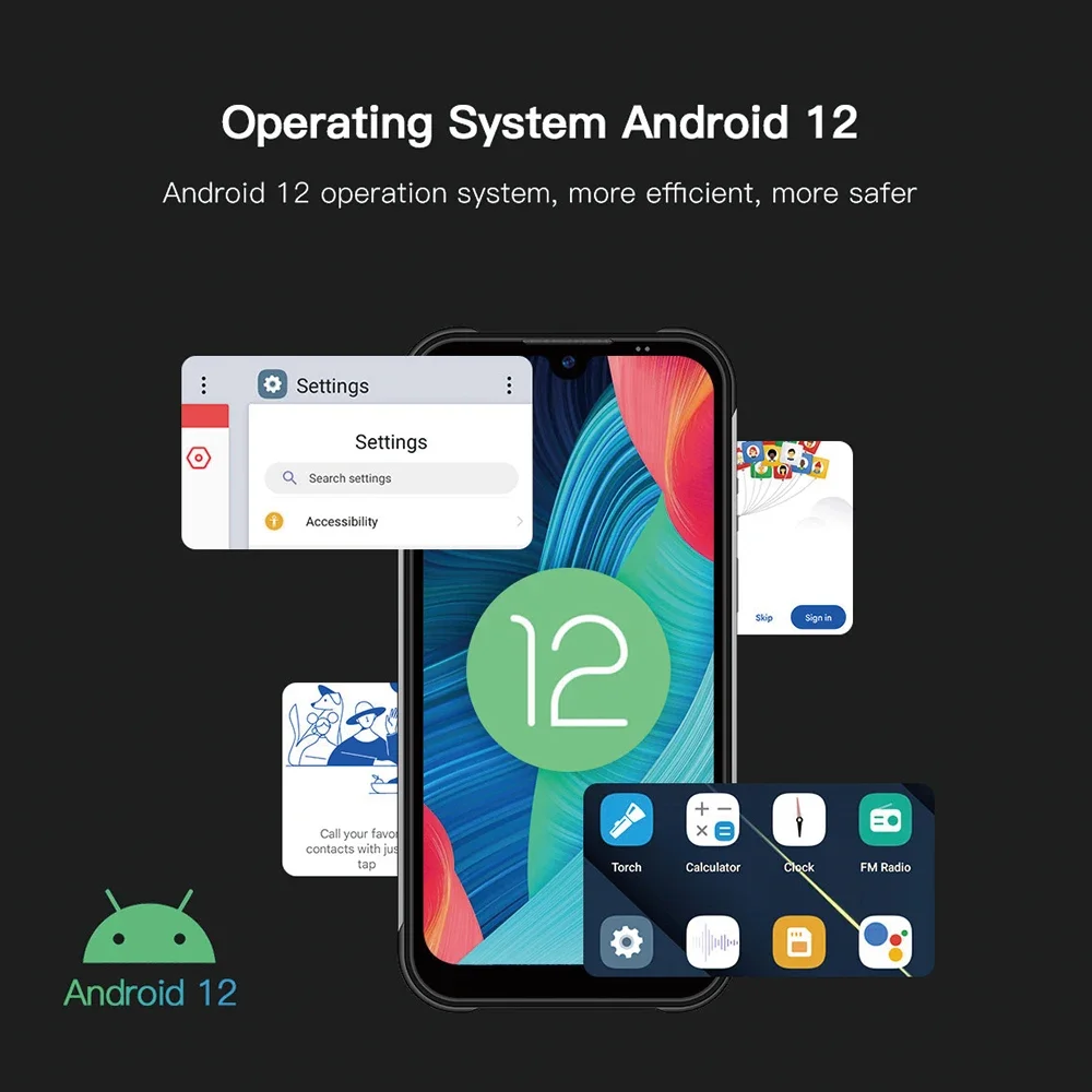 Global Version UNIWA W555 4G NFC Smartphones Android 12 3G+32G 5.71 Inch Quad Core Mobile Phones 4000mAh 13MP Rear Camera PTT