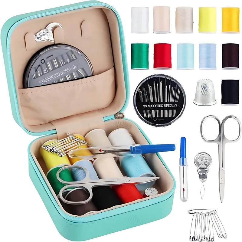Complete Sewing Kit with Threads Needles Scissors Storage Boxes Portable Embroidery Travel Sewing Kit Box Handwork Sewing Tools 1