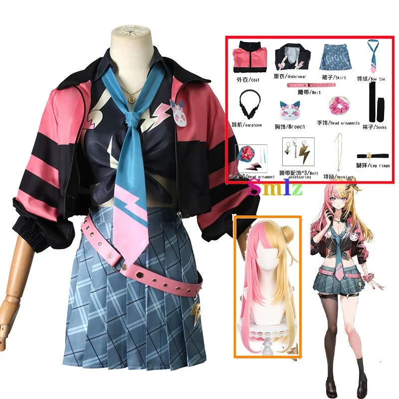 

Kotoka toraime cosplay anime virtual cool suit costume vtuber girl jackets skirts accessories luxiem role set