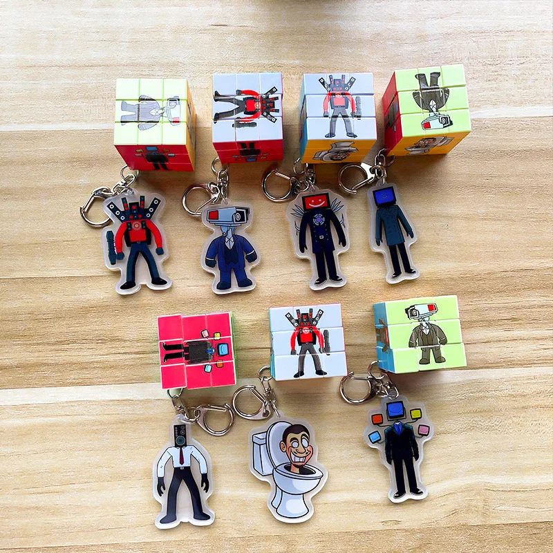 

Skibidi брелок с унитазом мультфильм унитаз человек монитор аудио человек третий заказ волшебный куб ключ рюкзак подвесные игрушки рождественские подарки