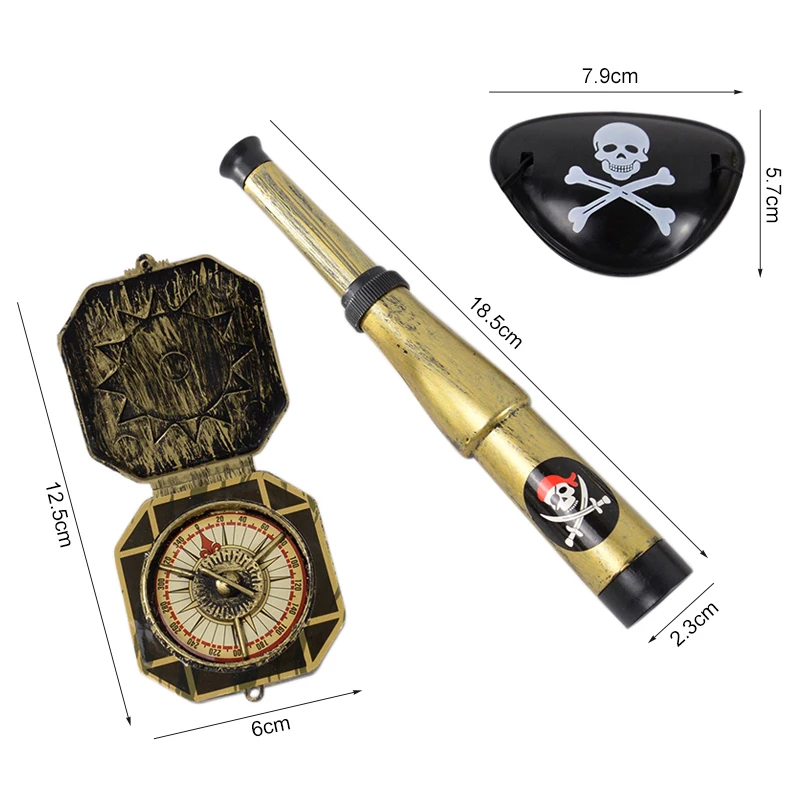 Costume Pirate Accessoires - Chapeau, Crochet Et Cache-œil Crâne - Taille Unique Enfant/adulte - Pour Halloween, Fête Déguisée - 14