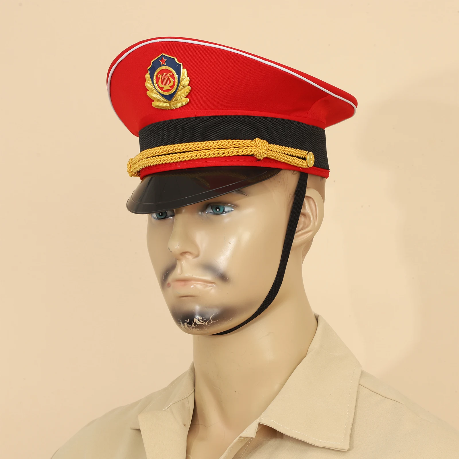 Adult kid leather flat cap costume hat for military performance
