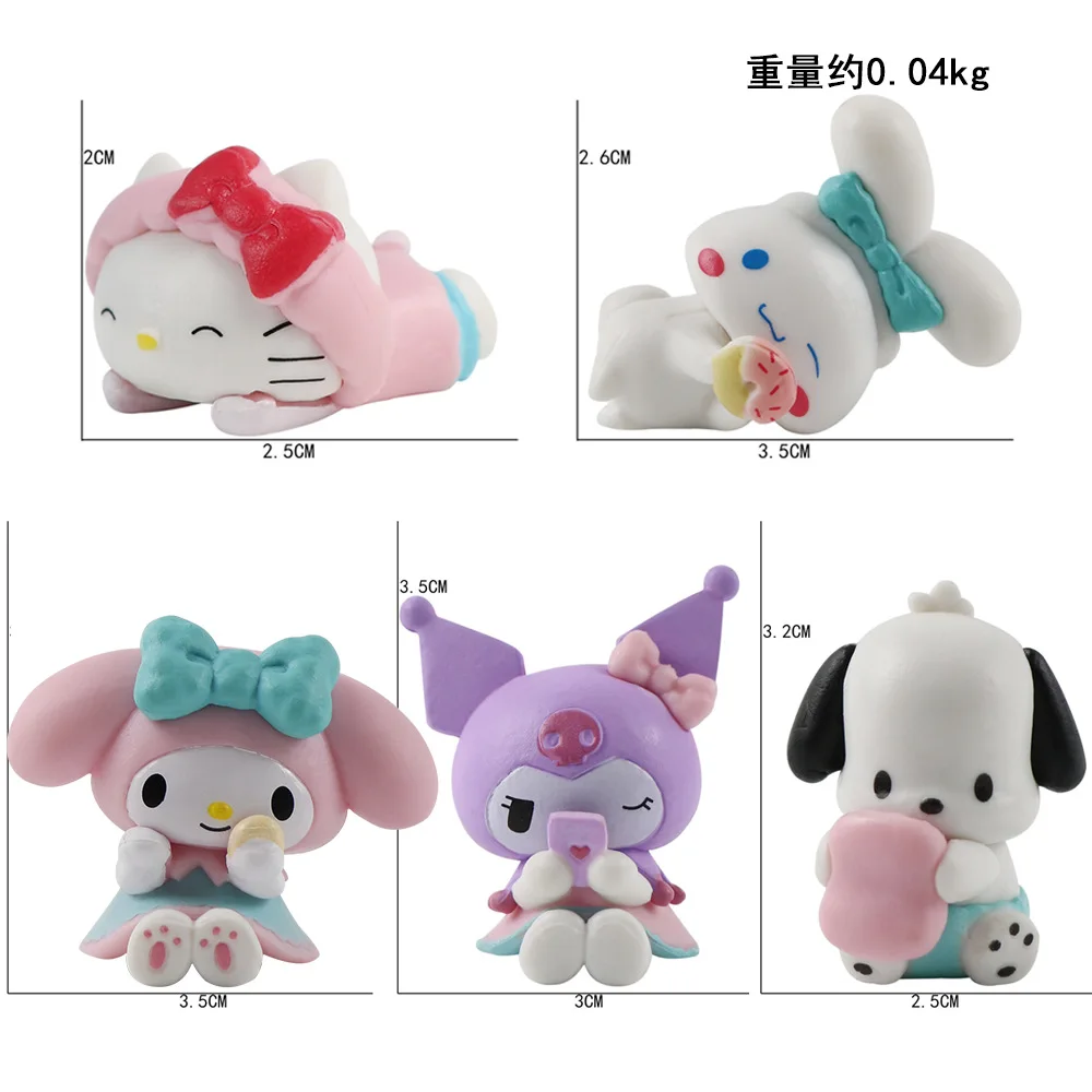 5/6pcs Sanrio Cinnamoroll 개 피규어 장난감 Kawaii 미니 그림 Kurumi 내 멜로디 인형 케이크 장식 장식 아이 크리스마스 선물