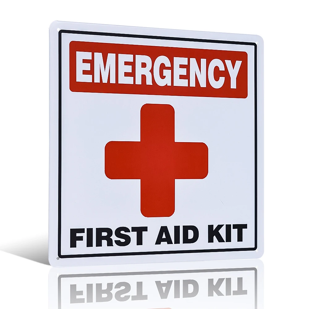 

Outdoor/Indoor 10" x 10" Emergency First Aid Kit Door Wall Medical Safety Warning Alert sign