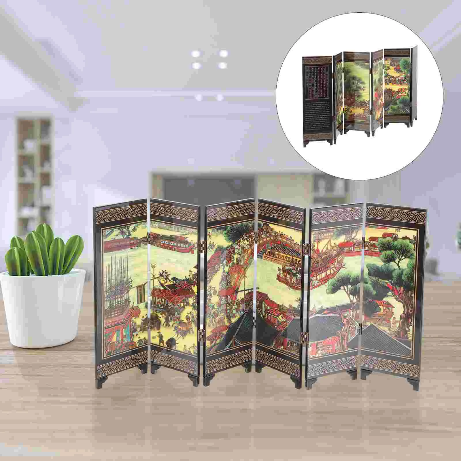 Asia Table Top Shelf Chinese Wall Dividers Room Separation Mini Partition Wooden Separator National Craft Screen