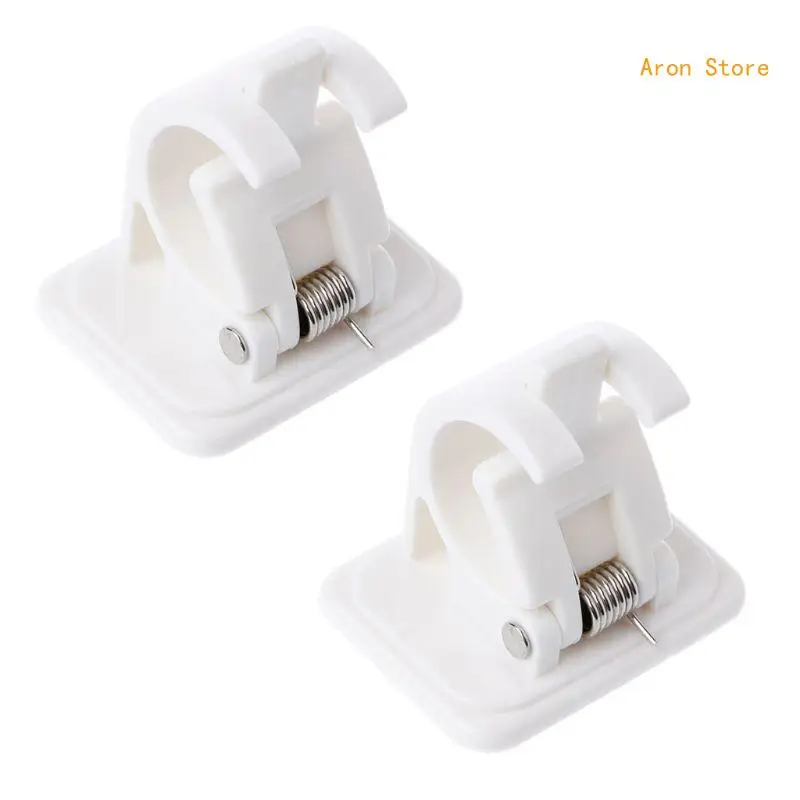 2Pcs Self Adhesive Curtain Rods White Hanger Crossbar Curtain Clips Wall Hooks H3CF