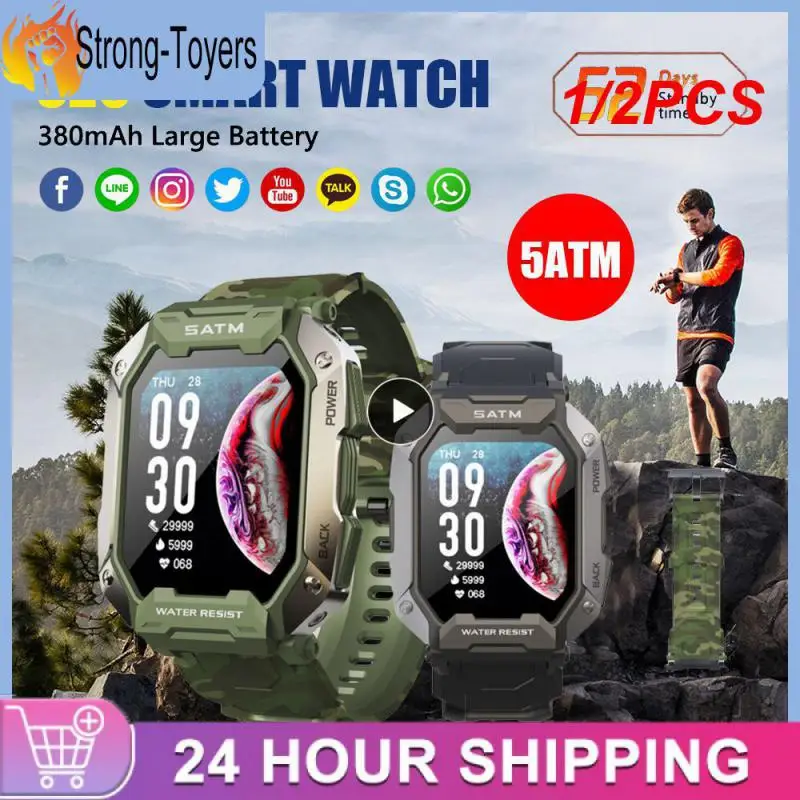 

1/2PCS 2022 Men's Smart Watch 5ATM IP68 Waterproof Swimming Health Monitoring 24 Sports Modes Watches Smartwatch for IOS