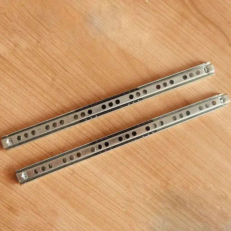 1Pair Drawer Steel Ball Rail Slide Drawer Slide Ball Guide Two Sections 17mm Wide Steel Fold Furniture Hardware Fittings #03