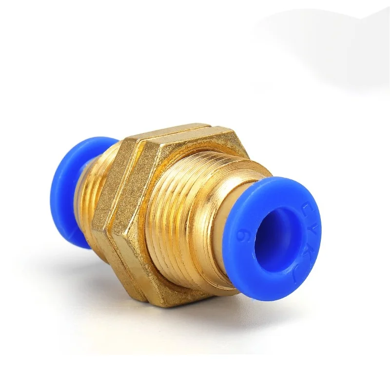20PCS Pneumatic Fittings PM Straight Bulkhead Union Connector 4mm 6mm 8mm 10mm 12mm OD Hose Plastic Push In Gas Quick Connector