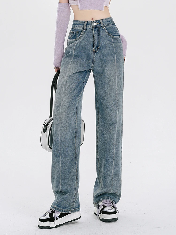 

Y2K Women Jeans Streetwear Jeans for Woman Straight Trousers Vintage Loose Casual Wide Leg Straight Jeans 2023 New Denim Pants