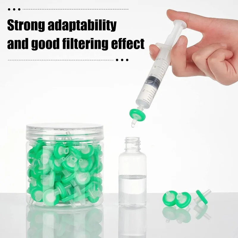 100 Pcs Syringe Filters 13mm 0.22&mu;m Syringe Filter Plastic Unsterilized Filters 4mm Inner Diameter 2mm Hole syringe filters