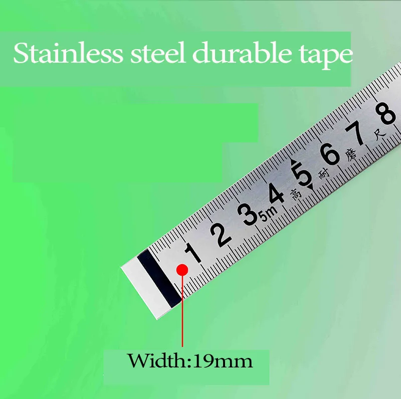 Stainless Steel Ruler 19mm Width Rust-Proof Durable Wear-Resistant Ruler 1-5m Stainless Steel Miter Track Tape Measure Self Adhesive Metric Scale Ruler