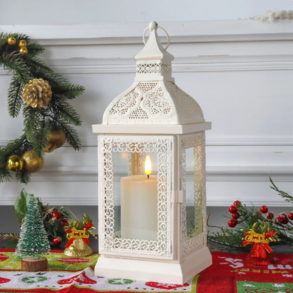Navidad Linterna Candelabro Madera Y Vidrio Led | Meses Sin Interés