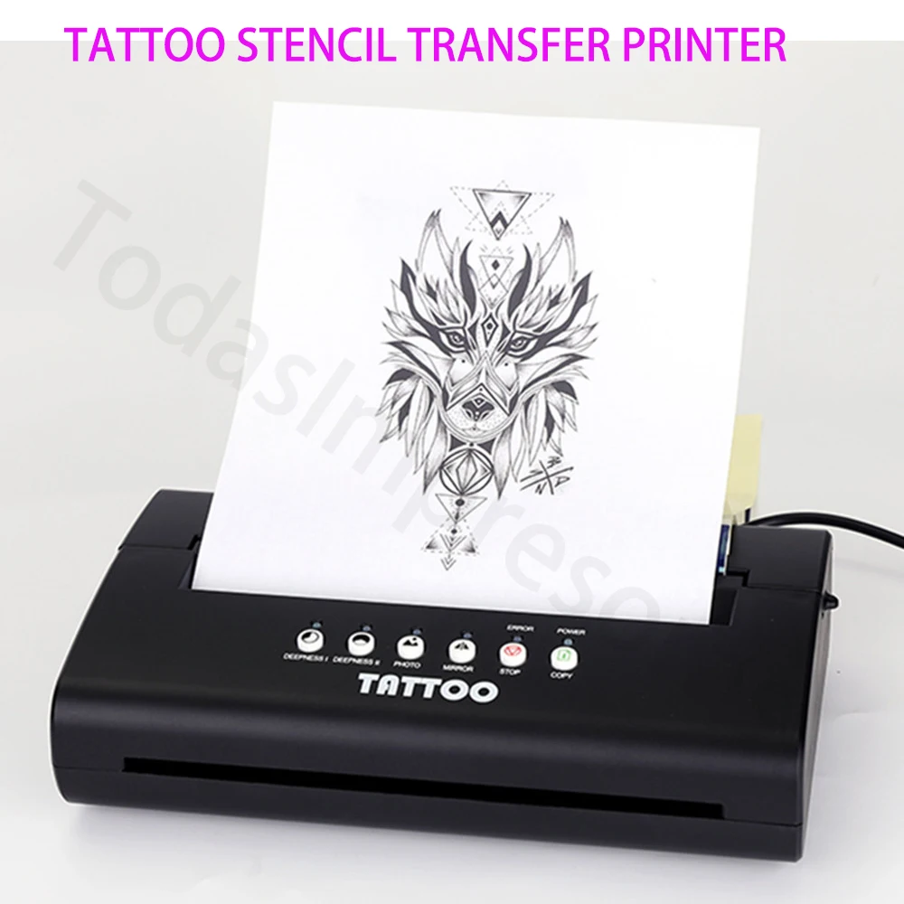 TATELF Máquina de plantillas de tatuaje, copiadora térmica, impresora de  plantillas de tatuajes con 20 piezas de papel de transferencia para