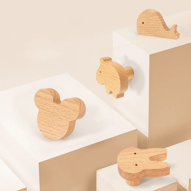 Door Handles Cabinet Handles Cute Animal Wooden For Cabinets Drawers Kitchen Cupboard Wardrobe