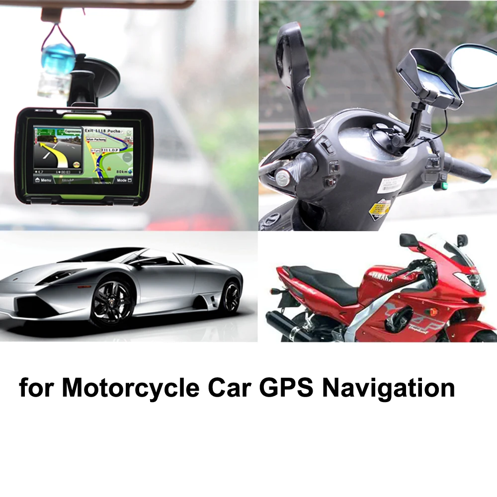 Motorcycle Car GPS Navigation 4307 IPX7 Waterproof Bluetooth GPS Navigator Tracker Bullit in RAM 1G ROM 8GB FM free igo Map