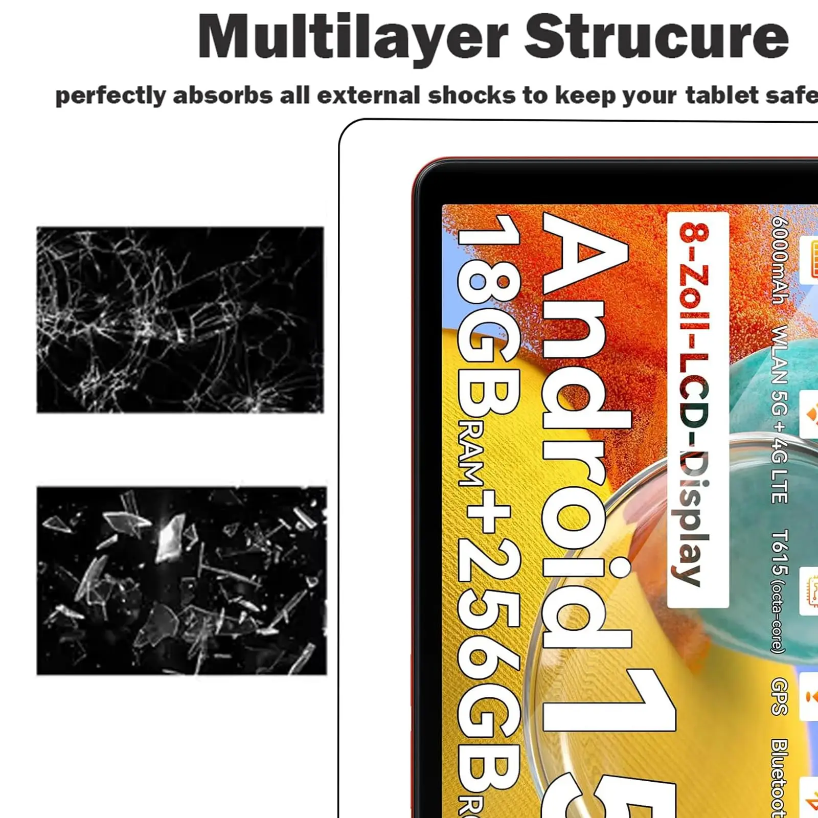 8-Inch Premium 9H Tempered Glass Screen Protector with Anti-Scratch HD Clarity and 2.5D Curved Edges