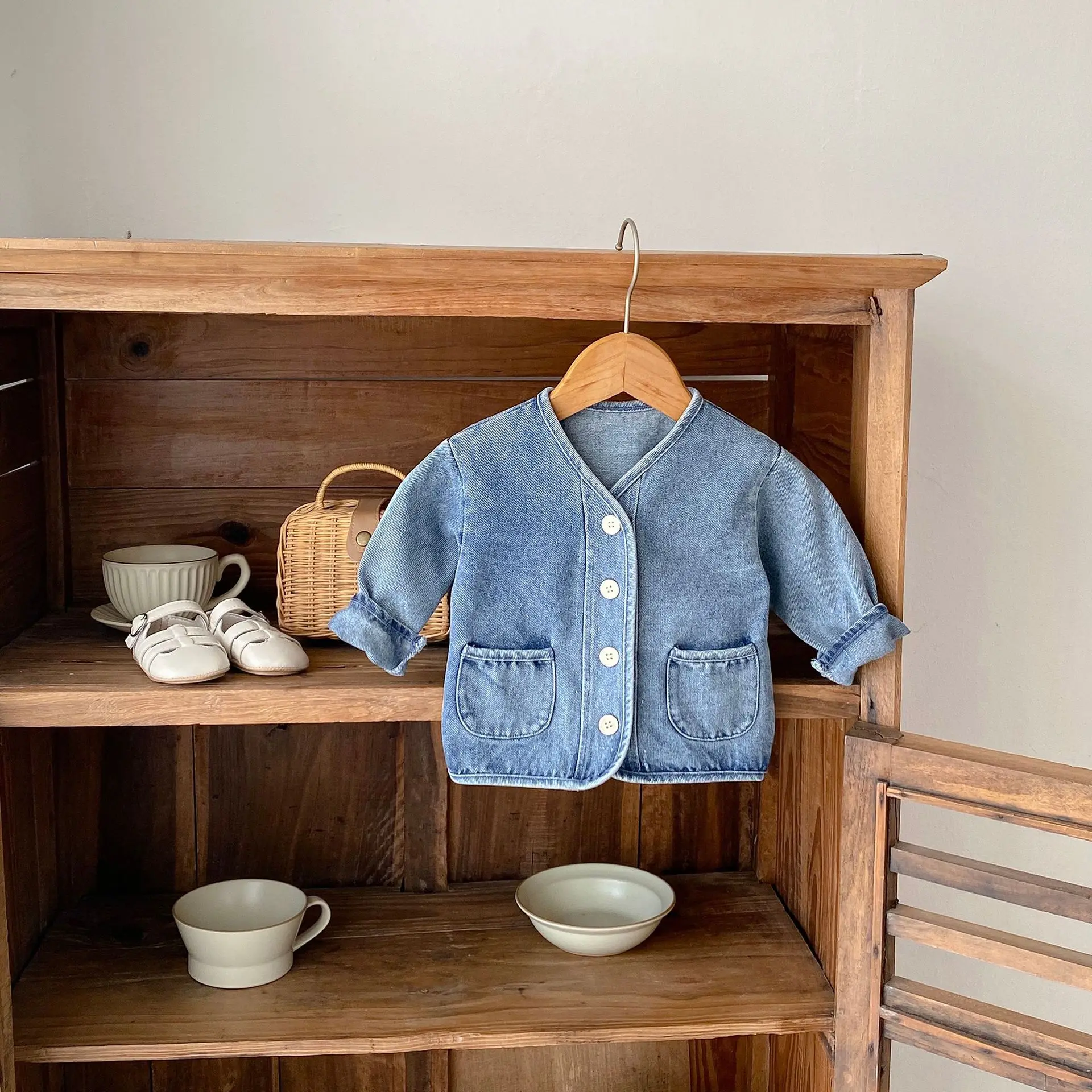 Autumn New Infant Girl Long Sleeve Denim Cardigan Solid Boys Casual Coat Toddler Baby Pocket Jacket Fashion Baby Clothes