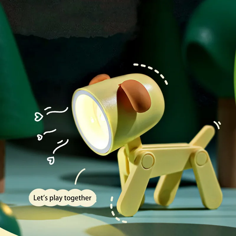 LED Night Light Mini Folding Desk Lamp Cute Pet Lights Dog Deer Portable Night Light Student Living Room Decor Gift 4