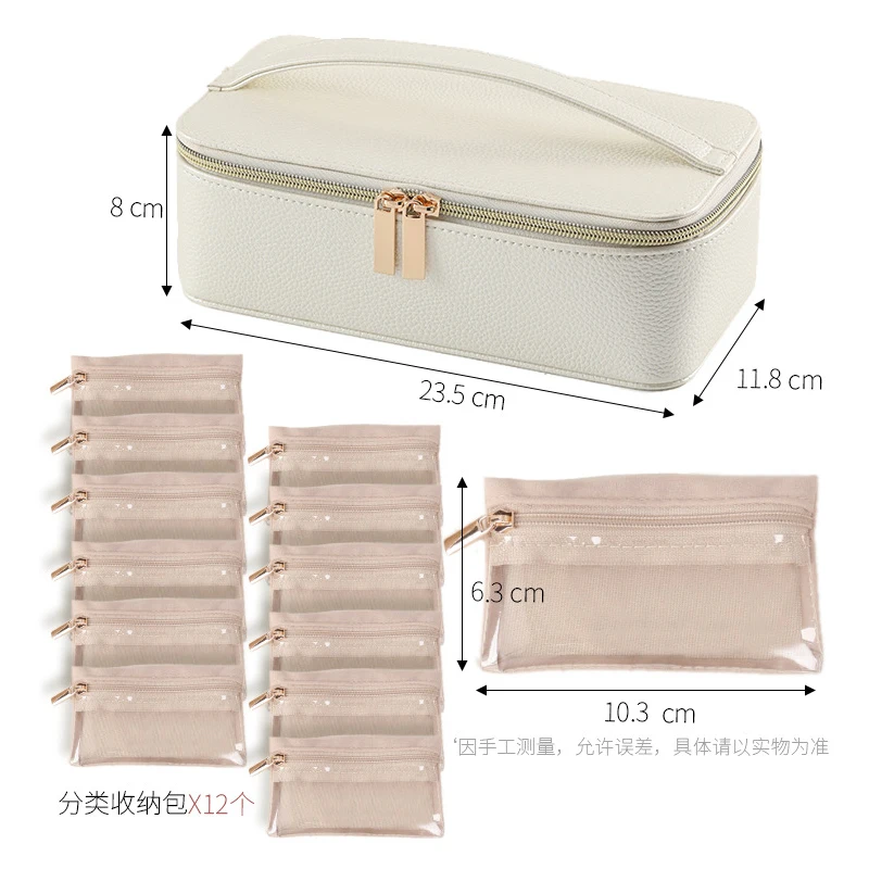 Organizzatore di gioielli da viaggio, custodia per gioielli con 1 borsa per gioielli in velluto Scatola portaoggetti portatile per gioielli da viaggio Regali di San Valentino - immagine 3