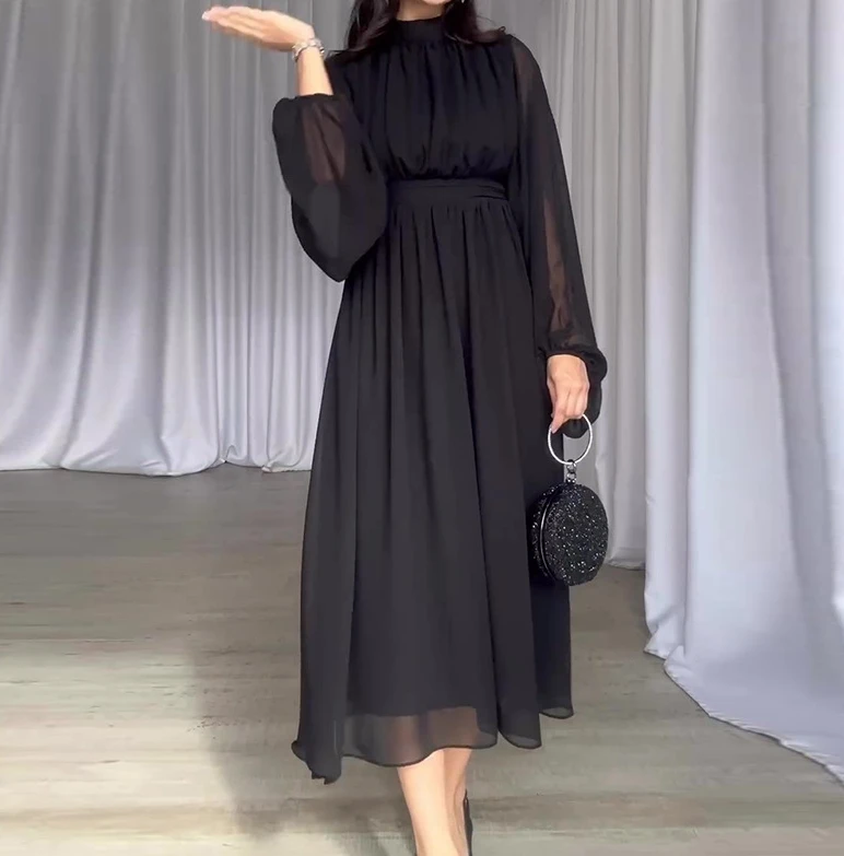 

South China Pretty Girl Single Fashion Mesh Splice Elegant Temperament 23 New Design Dress