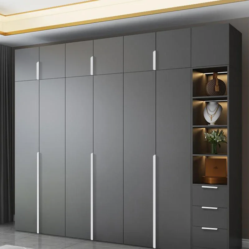 Cabinet Door Handle 80-1200MM Invisible Luxury Non Perforated Wardrobe Edge Wrapped Long Black Handle Cabinet Concealed furniture handles