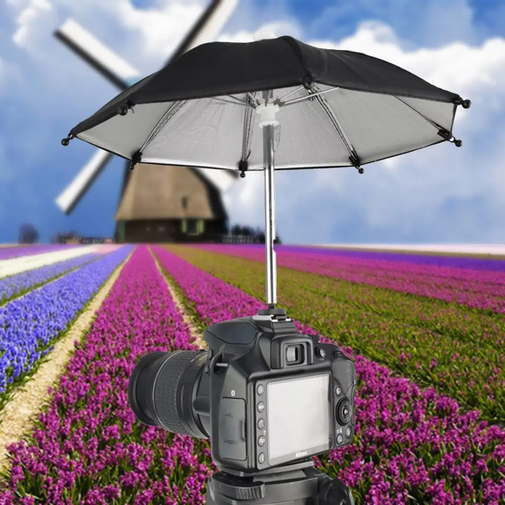 컴팩트 실용적인 카메라 차양 비오는 홀더, 경량 DSLR 카메라 우산 회전 가능