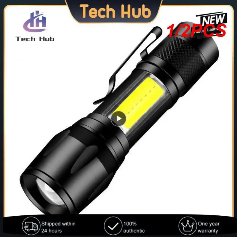 줌 미니 LED 손전등, XP-G Q5 플래시 라이트 랜턴, 휴대용 충전식 눈부심 COB 손전등, 야외 캠핑, 1 개, 2 개