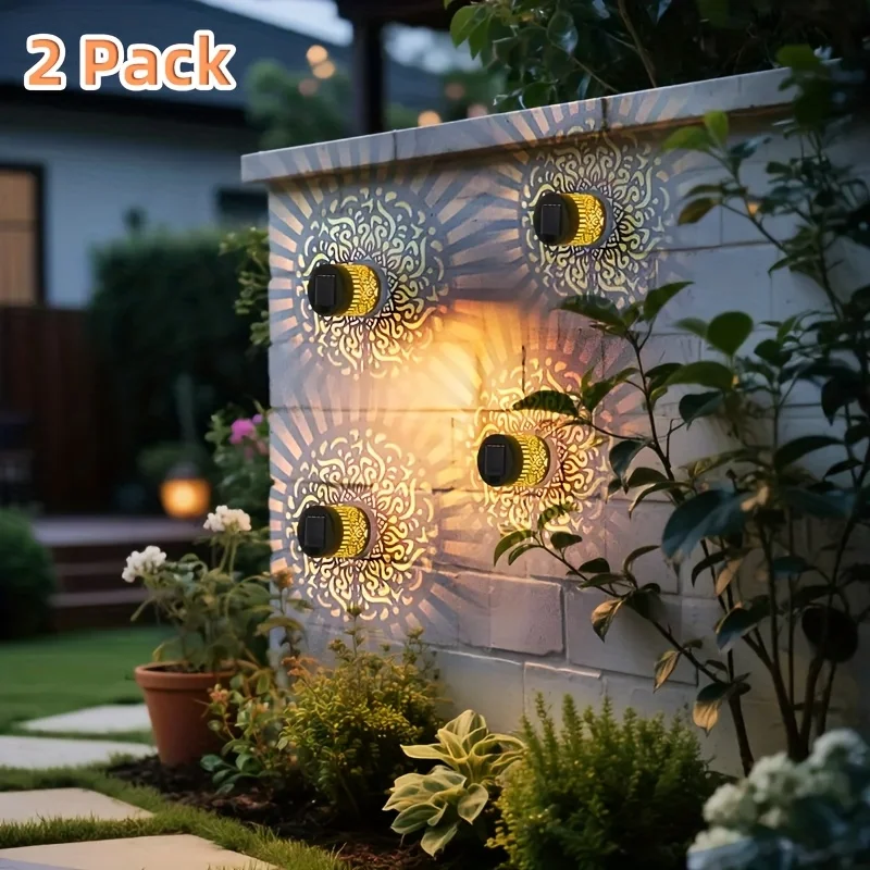 2pcs Solar Wall Lights Outdoor IP65 Metal Lanterns 5