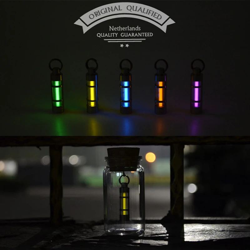 Titanium Keychain Tritium Gas Lamp Automatic Lights Titanium Key Ring Life Saving Emergency Lights For Outdoor Survival Tool