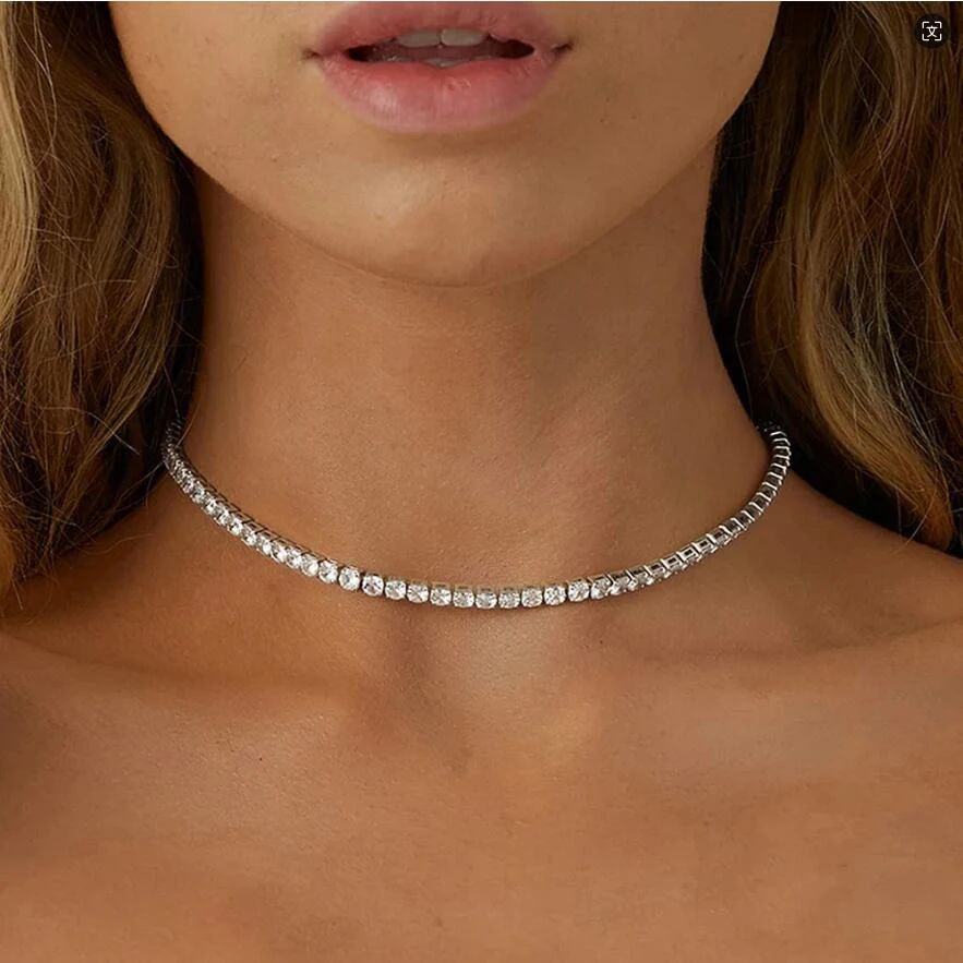 Aihua Sexy Halsband Iced Out Tennis Kette Halskette Für Frauen Luxus Cubic Zirkon Kristall Kurze Hiphop Hals Zubehör Schmuck
