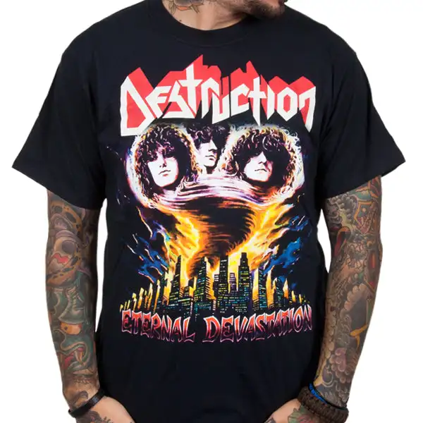 Destruction Eternal Devastation Band T-Shirt, Baumwoll-T-Shirt mit Grafik, für Herren und Damen, Sommer-Streetwear-Oberteil.