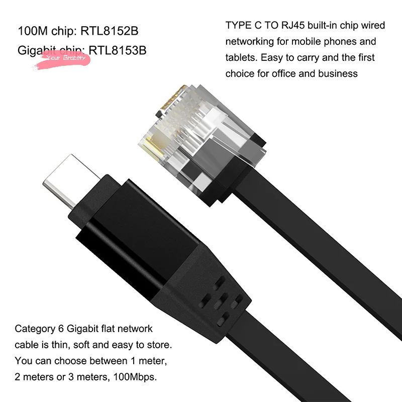 Y-1Pcs 블랙 타입-C TO RJ45 연결 케이블 전화 유선 네트워크 어댑터 ..