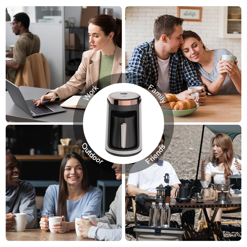 Turkish Coffee Maker Coffee Machine Anti-Overflow 250ml Heating Pot Touch Screen 95&deg;C Bottom Heating Auto Power Off 550W