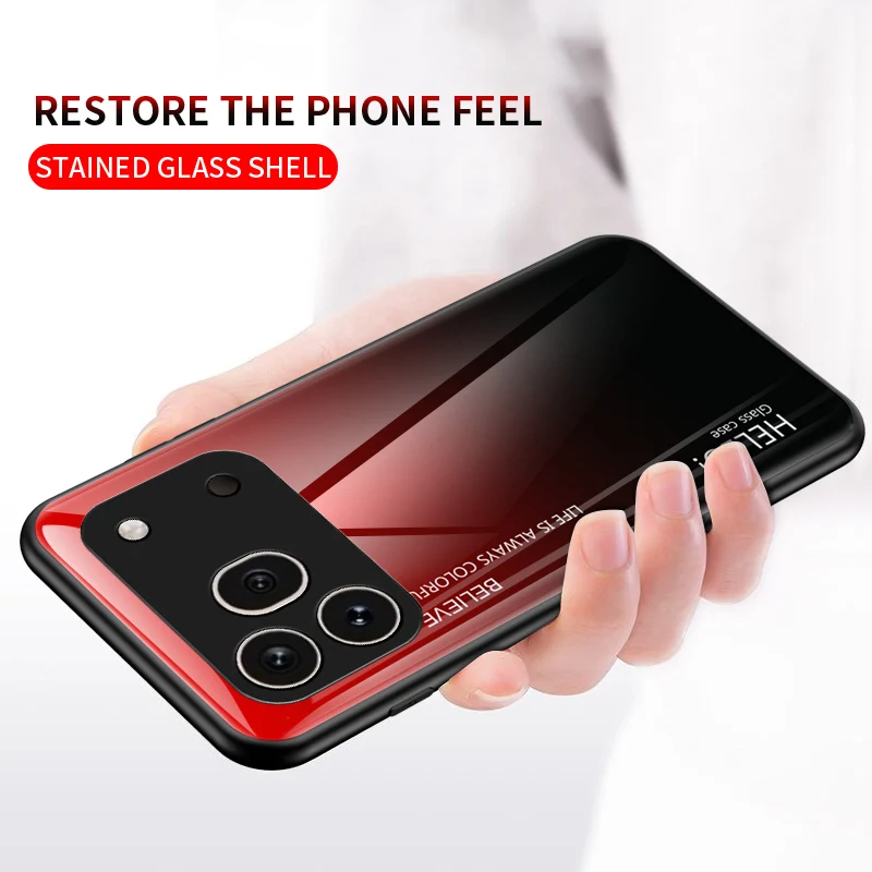 Premium Gradation Tempered Glass Protective Case with Hard Back Bumper