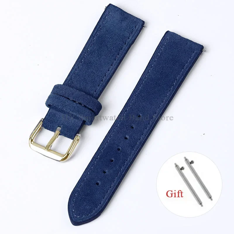 Artisanal Vintage Suede Leather Watch Strap with Handmade Stitching and Quick Release