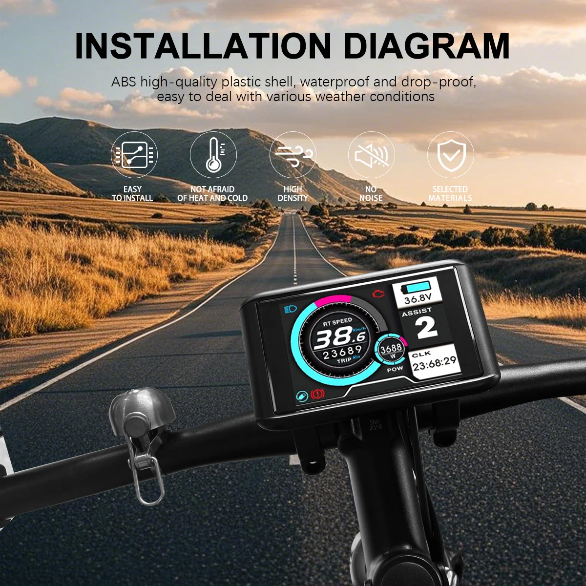 전기 자전거 액세서리 36V-72V 속도 제한 25km/h LCD UKC1 컬러 디스플레이(UART2 통신 기능 포함)