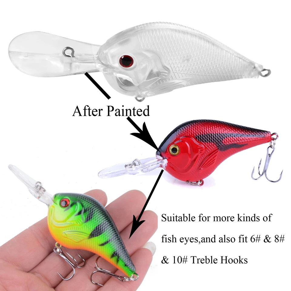 Shelt's 25 Pcs Unpainted Fishing Crankbaits - Medium Diving Hard Lures With Rattles