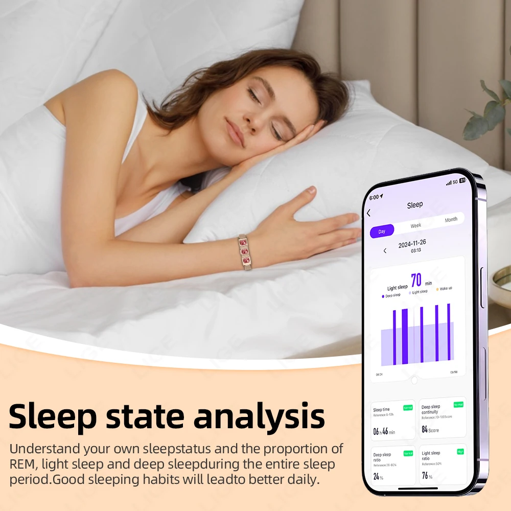 Fashion Rhinestone Smart Bracelet Health Tracker Sleep Heart Rate Monitor Sport Band Smart Watch 1ATM Waterproof For Android IOS