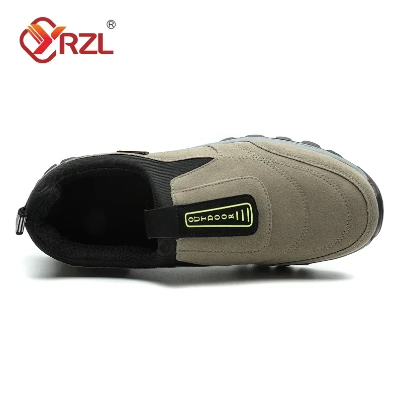 YRZL Outdoor Hiking Shoes Men Sneakers Slip on Casual Men Shoes Breathable Suede Leather Shoe Anti-skid Walking Shoes Footwear 5