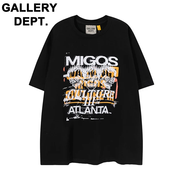 GALLERY DEPT New Fashion T-Shirt Graphic Men Hip Hop Street Gothic Cotton T Shirt Short Shirt Neck - AliExpress
