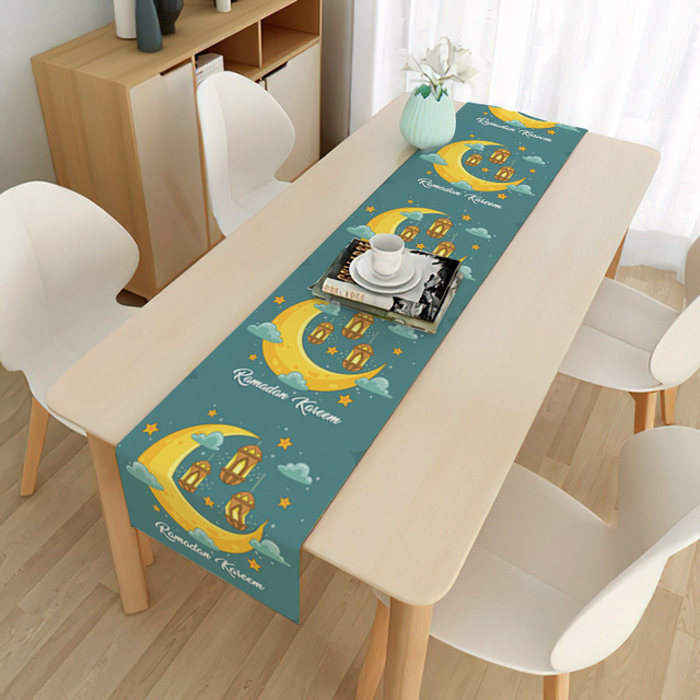 Eid al-Fitr Muslim Eid Decoration Tablecloth Moon Festival Home Long Tablecloth Placemat Mubarak Decorative Tablecloth